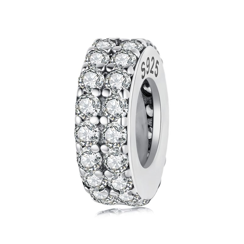Double-Layer Sparkling Silicone Spacer Beads Charm Sterling Silver Charm_voghion.com