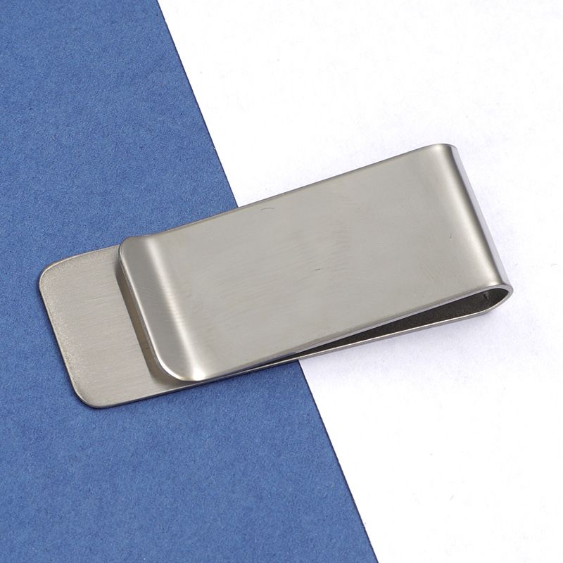 Hot selling mirror stainless steel minimalist style suit tie accessory with smooth laser wallet clip_voghion.com