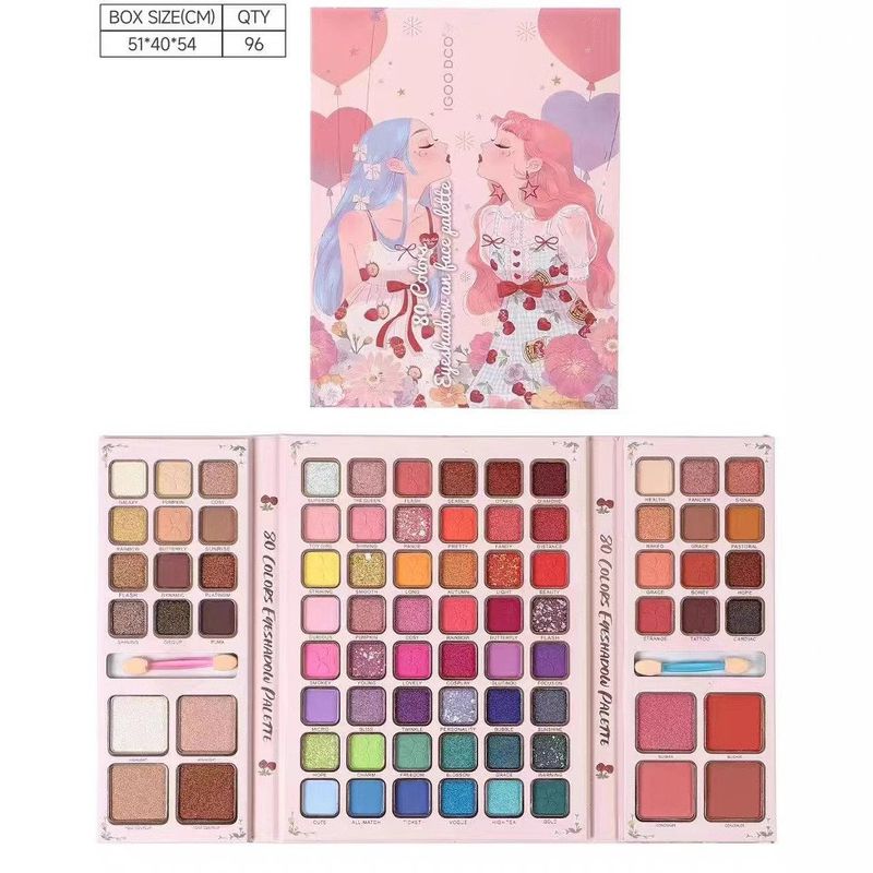 Lidschatten, 80 Farben, Dream Girl Pattern Lidschatten-Palette, Perlglanz, Matt, Rouge, Highlight, Multifunktions-Make-up-Palette_voghion.com