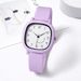 New Jelly Color Square Case Crooked Smiley Face Student Sports Silicone Strap Quartz Watch_voghion.com