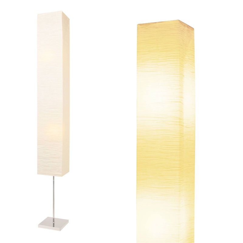 Luminária de chão japonesa HonoDing com cúpula de papel de arroz - Luminária de canto para quarto, escritório e sala de estar - Bege (quadrada)_voghion.com