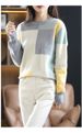 Oversized Color-Block Knit Sweater - Longline Viscose Blend Pullover With Dropped Shoulder (S-2XL, Cream/Navy)_voghion.com