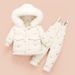 Baby winter donsjackset met vleugels - warme, dikke sneeuwpak met capuchon voor peuters (80-100 cm, roze/beige/lichtgroen)_voghion.com