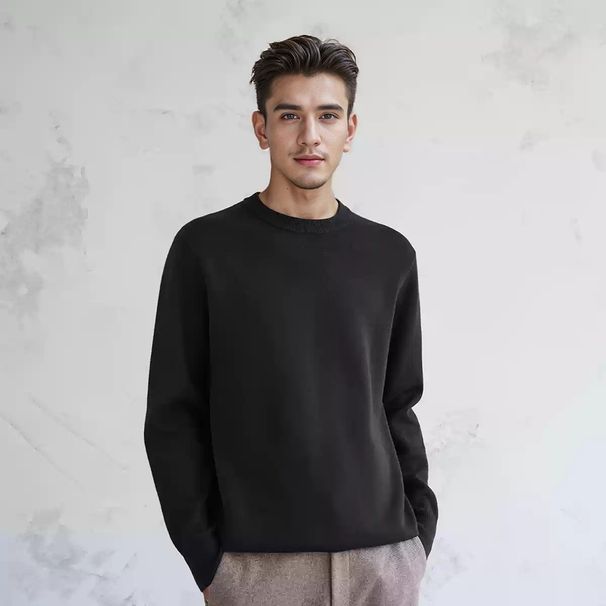 "Maglione a collo alto da uomo in maglia grossa - Pullover invernale oversize nei classici colori bianco e neutri"_voghion.com