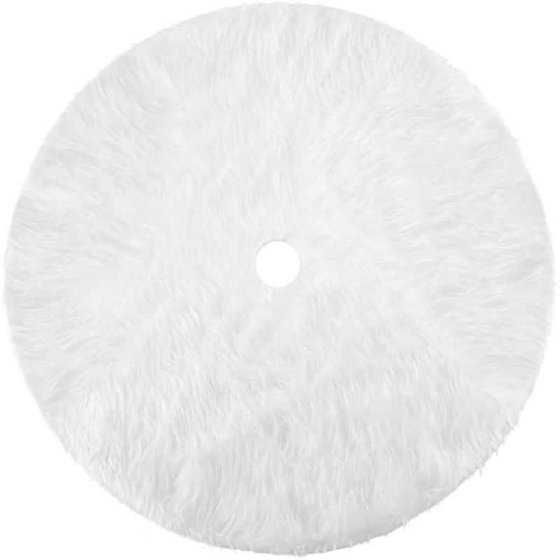 Christmas Tree Skirt Pure White Long Plush Decoration_voghion.com