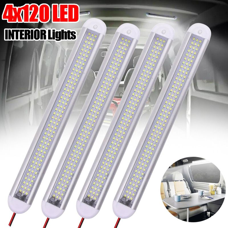 4X 12V 120 LED Auto Innen Streifen Lichter Bar Licht Auto Van Caravan Boot Hause Bus_voghion.com