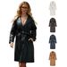 24 Printemps et Automne Coupe-Vent Longue Veste en Cuir PU Ample pour Femme Manteau Oversize à Col Classique avec Ceinture_voghion.com