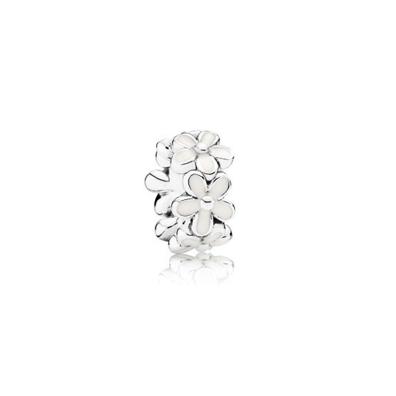 Dora white copper plated silver magnolia beads crown ice spiral fixed buckle string DIY accessories beads_voghion.com