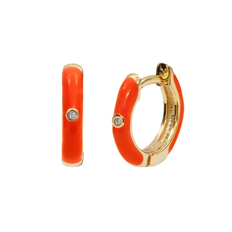 Joyería para mujer, pendiente de plata S925 con hebilla en forma de C, personalidad versátil, aro con temperamento, pendiente con pegamento de color._voghion.com