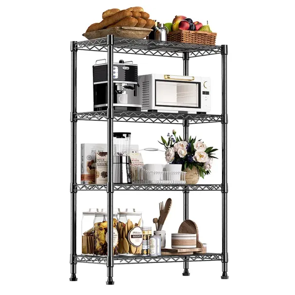 Scaffalatura portaoggetti in acciaio resistente da 1000 libbre, a 4 livelli, organizer in acciaio, per casa, cucina, ufficio, cromata (13,7' P X 29,5' L_voghion.com