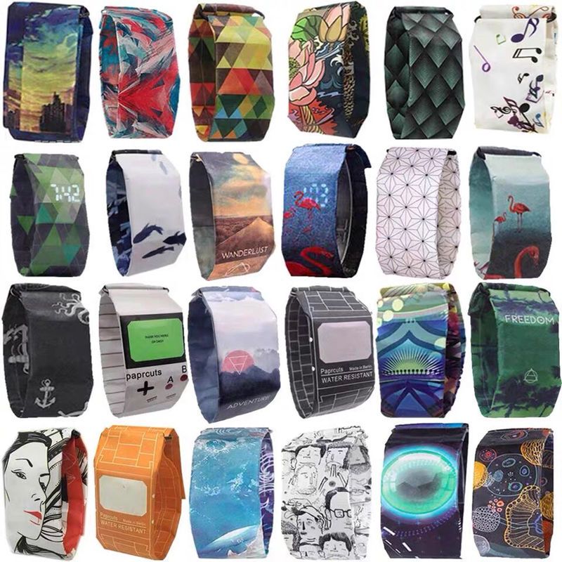 Black Technology Cool Paper Watch Waterproof Luminous Korean Version Simple Gift Foldable Trendy Tech Sense Personality_voghion.com