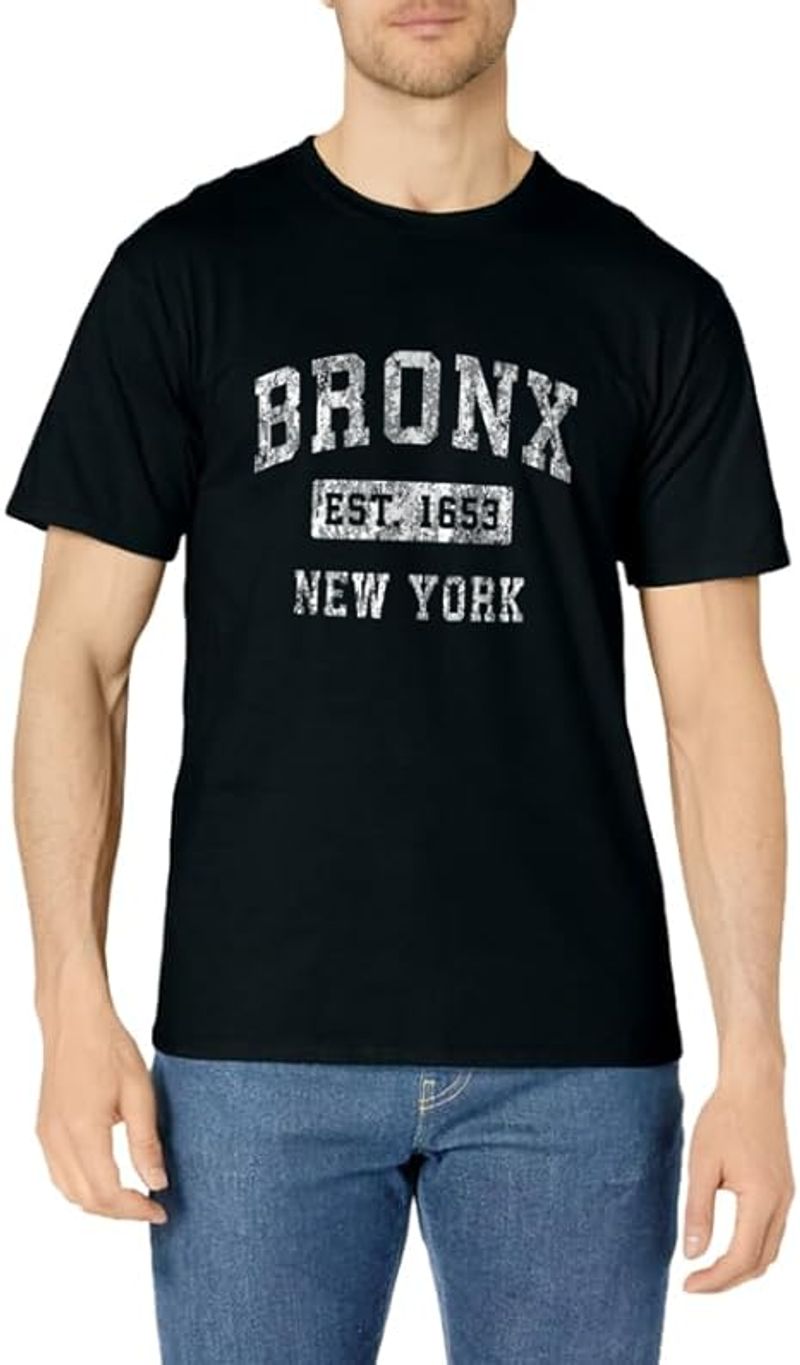 Bronx New York NY Vintage Established Sports Design T-Shirt_voghion.com