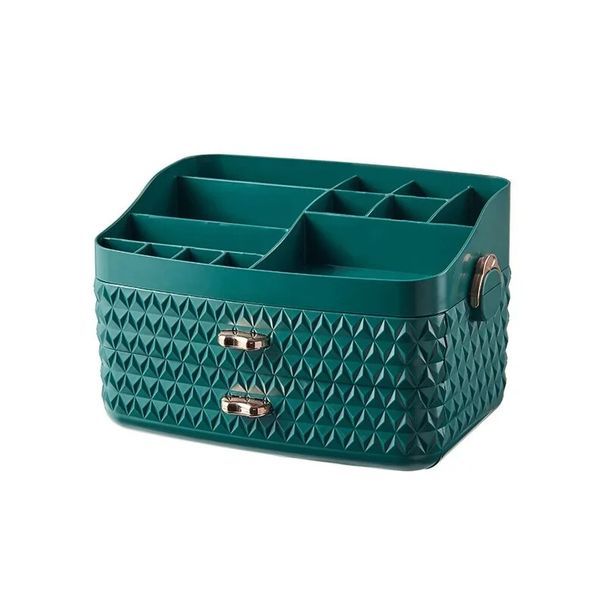Cosmetic Skincare Organiser Tabletop Make-Up Storage Case 2 Drawers Box_voghion.com