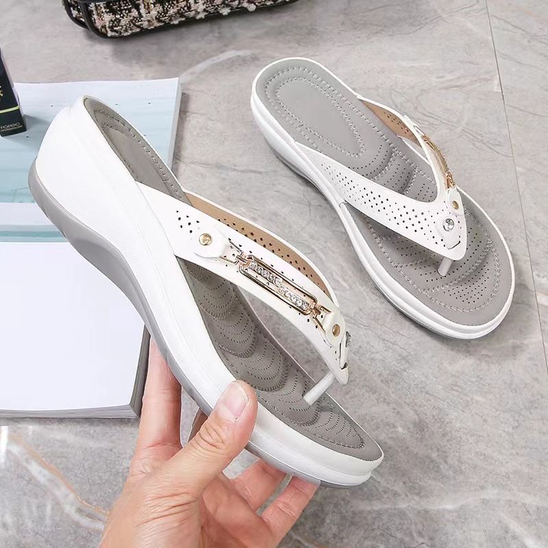 Women's shoes large size sandals women's metal buckle sandals wedge heel fashion casual ladies sandals_voghion.com