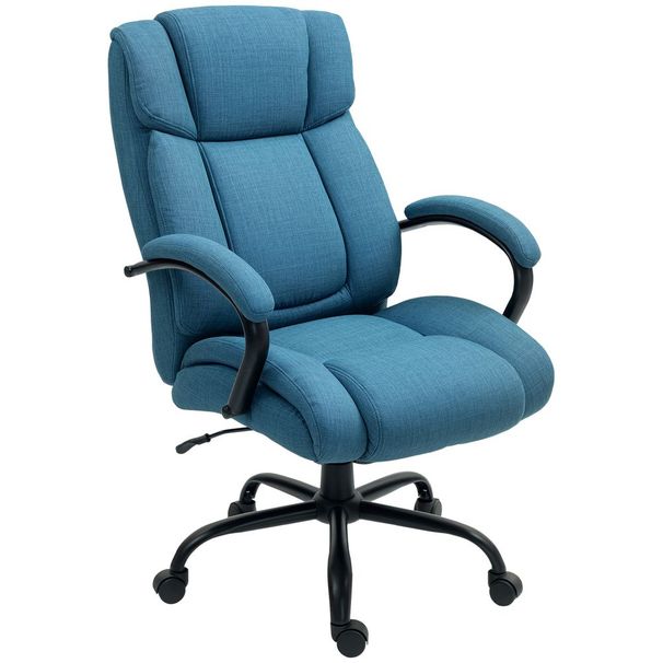 Vinsetto High Back Office Desk Chair With Adjustable Height, Heavy Duty Computer Chair With Wide Seat, 485lbs, Blue_voghion.com