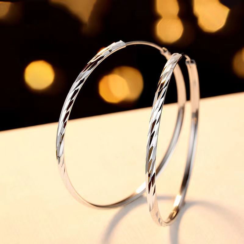 Orecchini a cerchio grandi da donna in argento sterling, eleganti, semplici, sexy, in stile coreano, con pioggia di meteoriti e cerchi esagerati._voghion.com