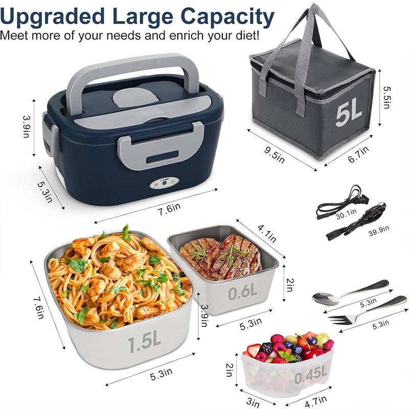 1.5l 304 Stainless Steel Heated Lunch Box For Student Dormitories And Cars, Available For Use_voghion.com