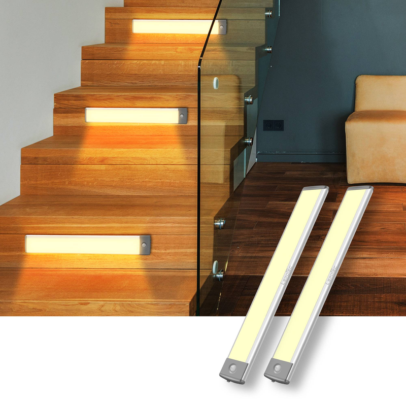 12,7-Zoll-Bewegungssensor-Schranklicht, 54 LEDs, warmes, kabelloses, wiederaufladbares Unterschranklicht (2er-Set)_voghion.com