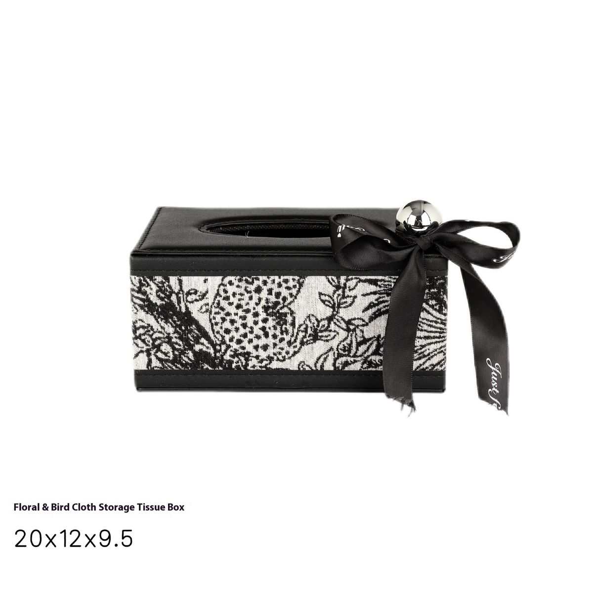 Portafazzoletti di lusso in pelle floreale - Organizer multifunzionale per auto e soggiorno con spazio laterale (motivo di tessuto casuale)_voghion.com