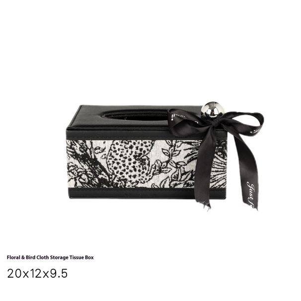 Portafazzoletti di lusso in pelle floreale - Organizer multifunzionale per auto e soggiorno con spazio laterale (motivo di tessuto casuale)_voghion.com