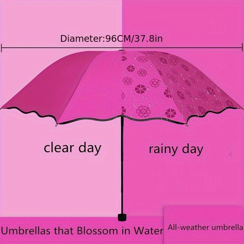 Umbrelă de soare pliabilă Blossoming In Water, umbrelă din vinil rezistentă la vânt și protecție UV_voghion.com