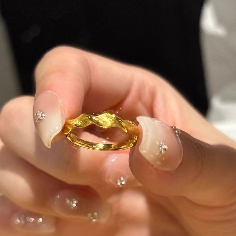 Gold Store Same Style New Color Twist Knot Ring Closed Minimalist Simple Circle Light Luxury Fashion Trend Niche_voghion.com