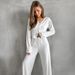 ChicShe 2024 European And American Winter White Knitted Loose Comfortable Sleeve Long Pants Two-Piece Set Cross-Border Women's_voghion.com