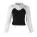 Damenbekleidung Kleines Revers Langarm Slim Fit Kurzes Hemd Weiblich Neu Gestrickt Stitching Stilvolles Top_voghion.com