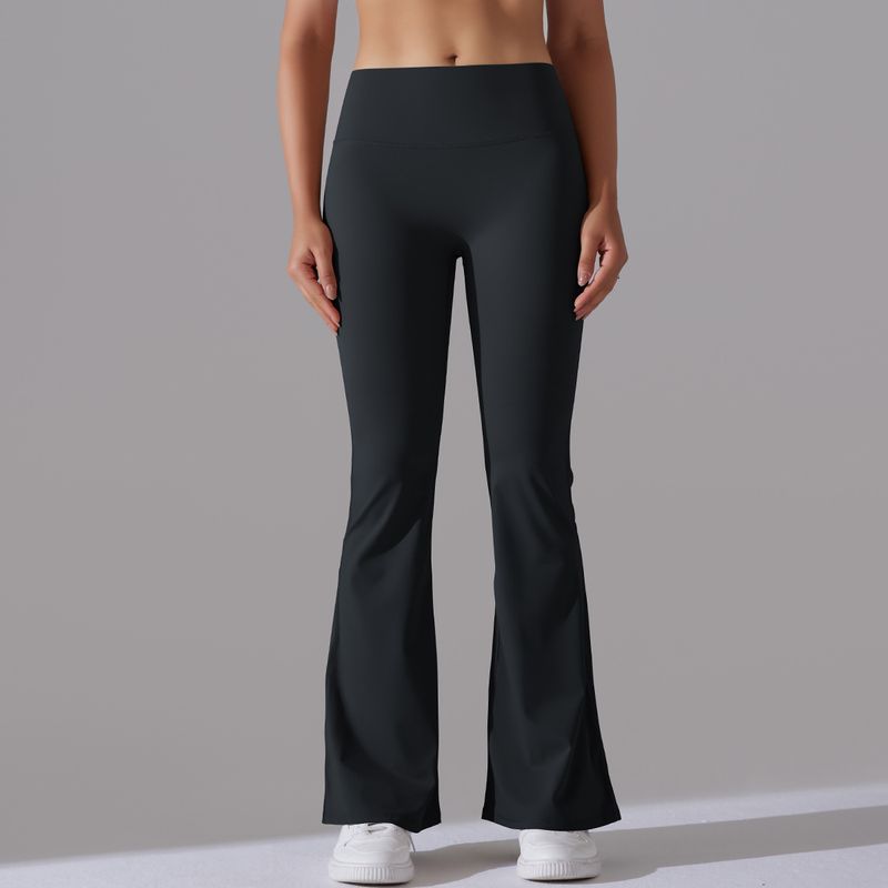 Nova dupla face escovado cor sólida cintura alta casual calças de perna larga, esportes correndo fitness yoga calças alargadas_voghion.com