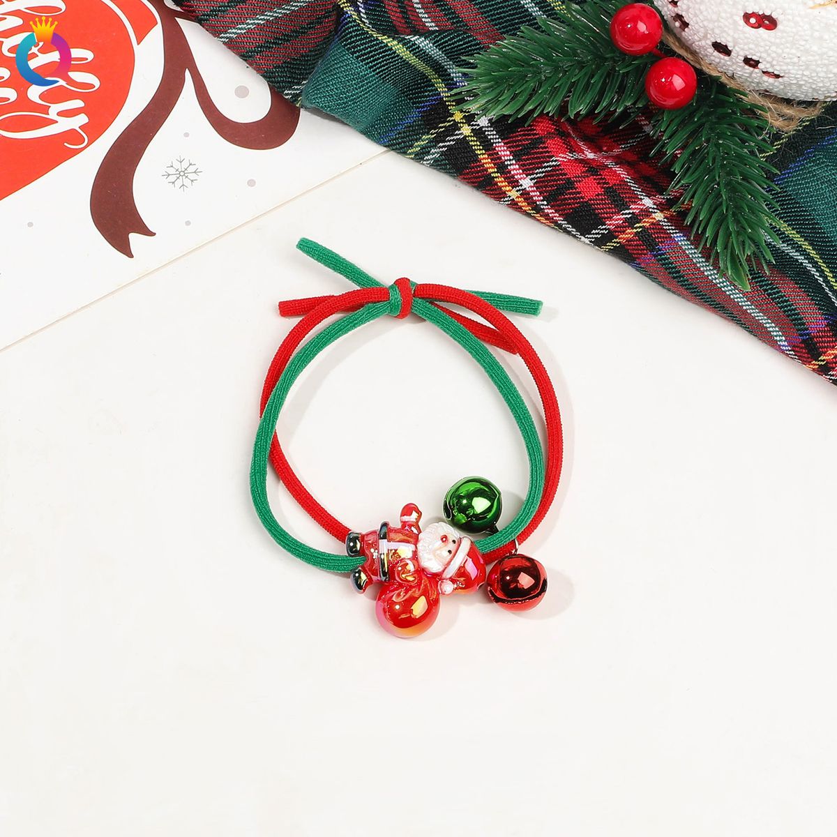 Regalo di Natale Elastico per capelli natalizio Elastico per capelli a doppia fascia con campanella a forma di cartone animato Elastico per capelli elastico Accessorio per capelli_voghion.com