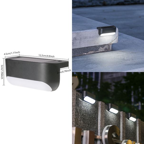 Solar Step Lights Outdoor, 6LED Large 7-Shaped Garden Stair Lights For Steps, Railings, Fences, Walls – Waterproof, Warm White/Cool White_voghion.com