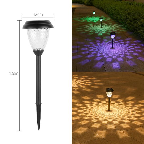 Solar Lawn Lights Outdoor, Waterproof Garden Lights With Football Pattern Glass & Colorful Plastic Grid Cover, Warm_voghion.com