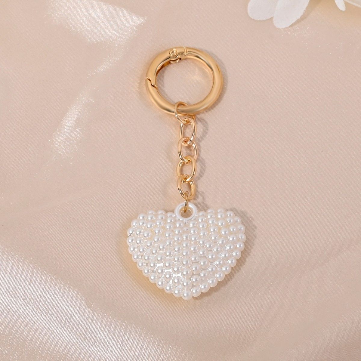 Chaveiro de flor com coração de pérola, novo, simples, bolsa de luxo, capa para fone de ouvido, telefone, CDD, pingente_voghion.com