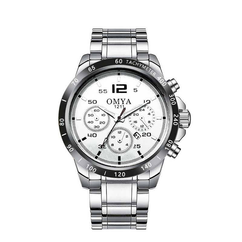 Wasserdichter Kalender Herrenuhr Edelstahlarmband Quarzuhr_voghion.com