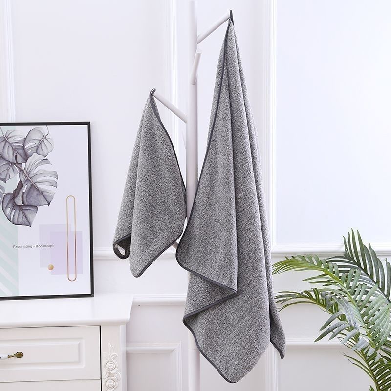 Großes Badetuch aus Fleece, super saugfähig, Handtuch, zweiteiliges Kombinationsset, gestreift, saugfähig, dick_voghion.com