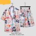 Men's Beach Holiday Style Loose Shorts Flower Shirt Casual Two Piece Set_voghion.com