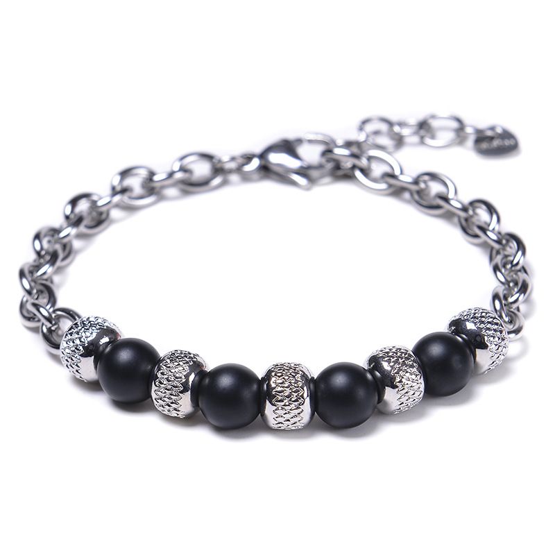 Bracciale con perline in pietra naturale in acciaio inossidabile con occhio di tigre, 2023_voghion.com