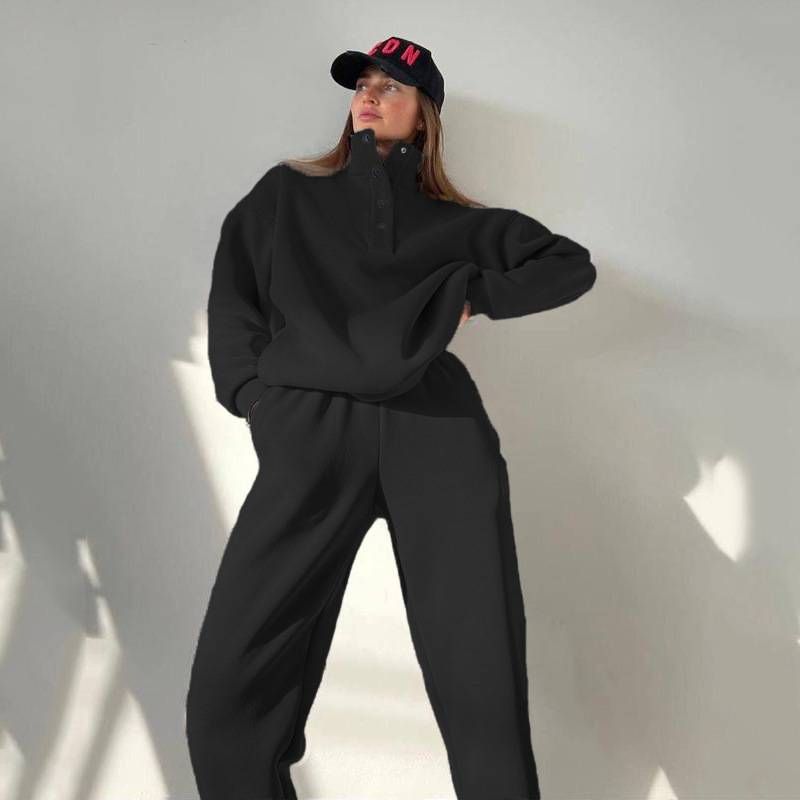 2025 Spring And Autumn New Hot Selling Women's Tracksuit Set Fashion Button-Up Collar Suit Two-Piece Set_voghion.com