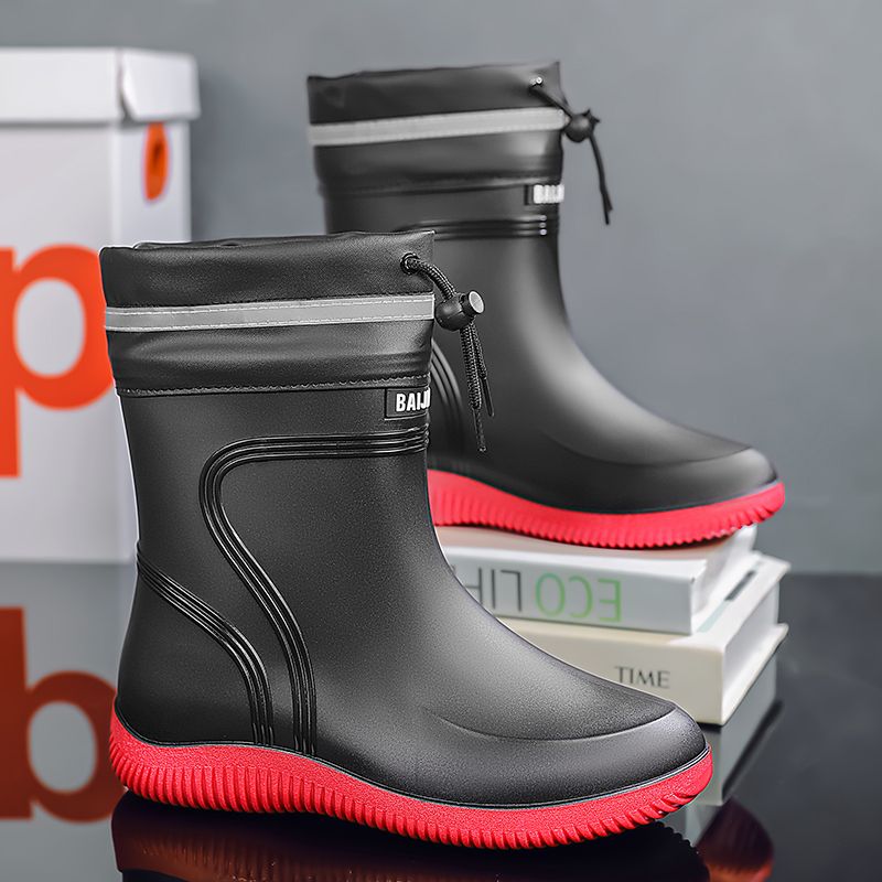 Single shoe midsole waterproof mouth rain boots 39-45_voghion.com