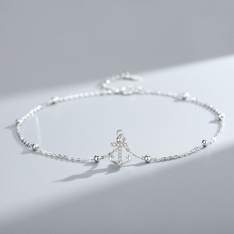 Sterling Niche Anchor Fashion Intarsiato Pietra Ins Stile Trendy Cavigliera in Argento Gioielli per Piedi Regalo per Donne_voghion.com