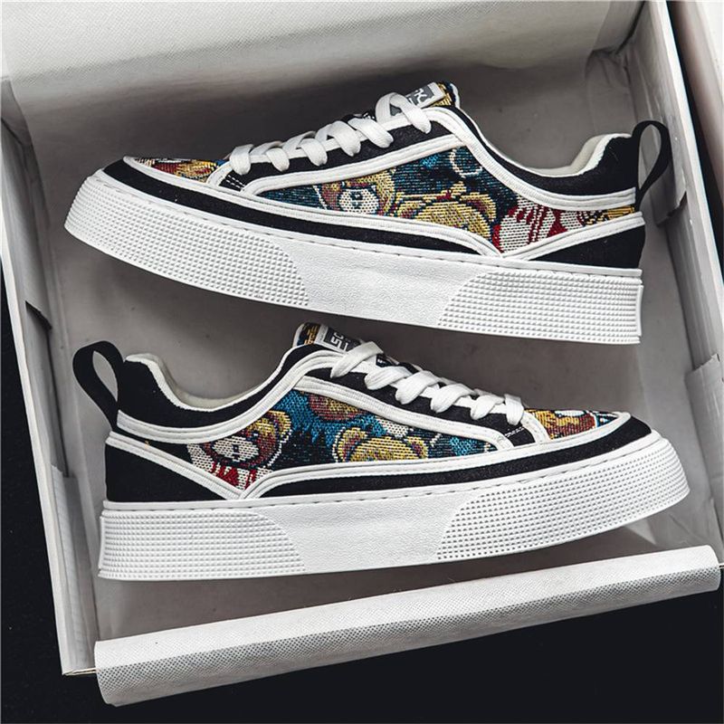 Diyan Sommer Herren 2025 Neue Atmungsaktive Mode Vielseitige Canvas Trendy Dicke Sohle Graffiti Casual Sportschuhe 39-44_voghion.com