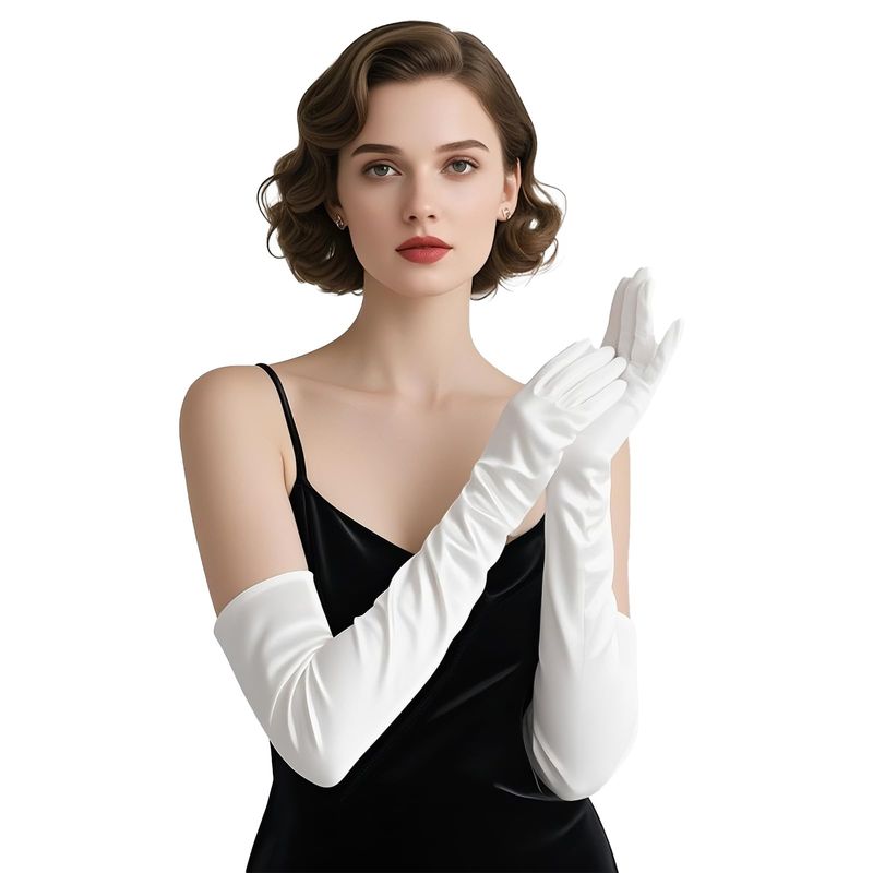 Women's Long Gloves With Satin Elbow Length, Suitable For Opera And Tea Party Costumes, Bridal Evening Gowns_voghion.com