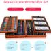 174-Piece Deluxe Wooden Art Set For Kids - Double-Layer Storage Box With Watercolor Markers, Painting & Drawing Supplies, Creative Doodle Toy Gift_voghion.com