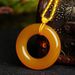 Yellow Agate Peace Charm Pendant For Both Men And Women, Couple Style. Round-shaped Pendant Made Of Ice-grade Jade. Jade Ring Pendant._voghion.com