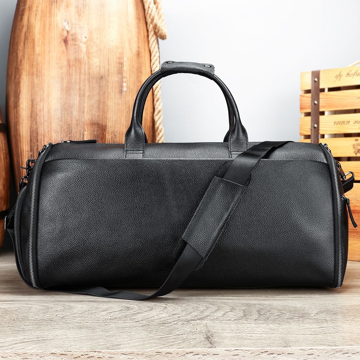 Reisetaschen Leder Herren Reisetasche Hochwertiges Leder Handgehaltene Gepäcktasche für kurze Strecken auf Geschäftsreisen Multifunktionale Anzugtasche_voghion.com