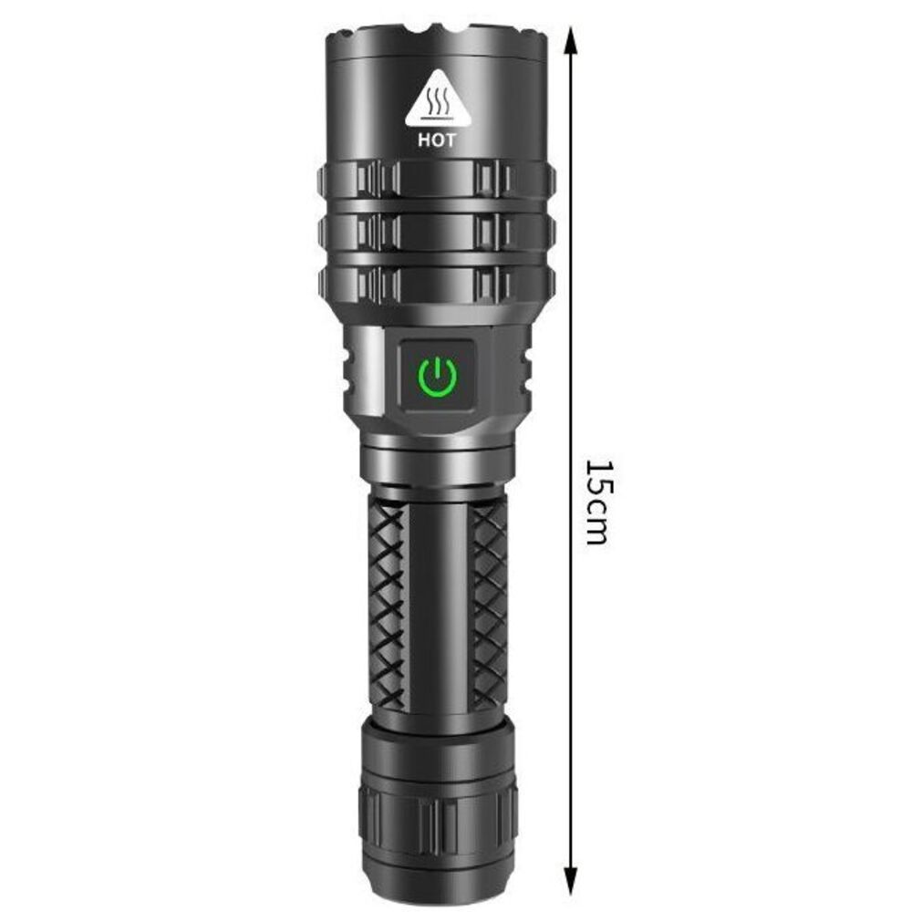 Outdoor High Brightness Flashlight Portable Rechargeable Ultra Bright LED Zoom Long Range Spotlight_voghion.com