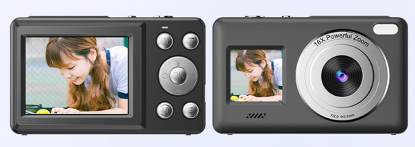 Caméra selfie de poche anti-tremblement avec double écran couleur HD 4K et capteur CCD numérique CCD, idéale pour les étudiants, les fêtes et les campus._voghion.com