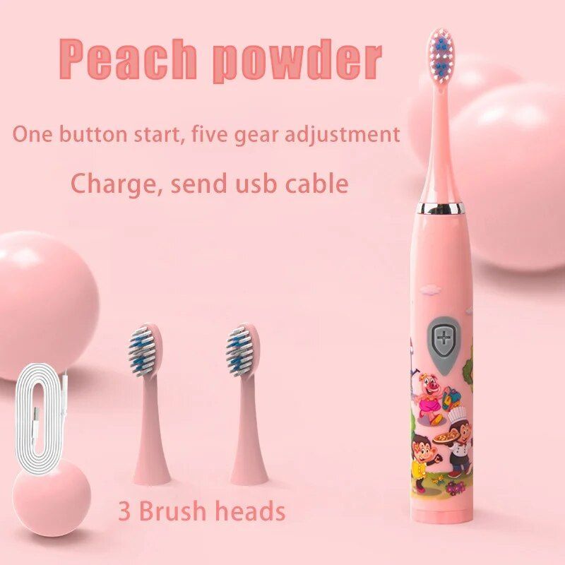 Sonic Electric Toothbrush Usb Charging Waterproof Smart Timer Teeth Whitening Cartoon Children Soft Ultrasonic Brushes_voghion.com