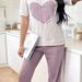 Nachtwäsche für Damen Sweet Love Pyjamas Damenanzug Herbst Neues Temperament Rundhals Kurzarmhose Zweiteiliger bequemer Heimkleidungstrend_voghion.com