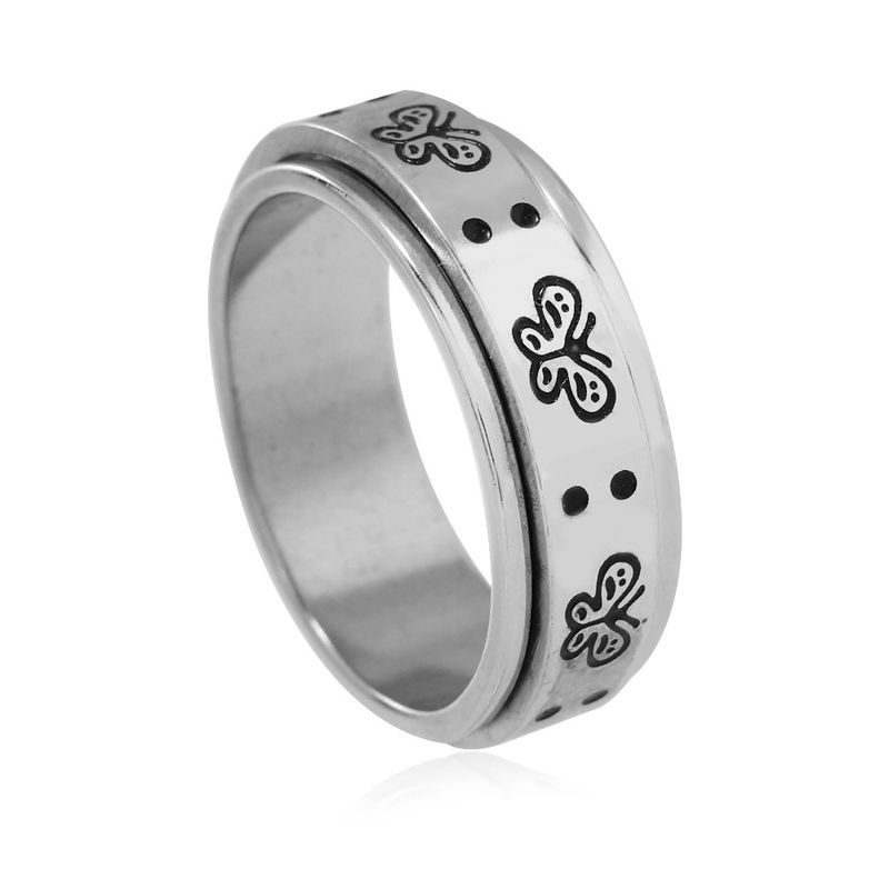 Design di nicchia ad anello in titanio, anello di riduzione della pressione girevole a farfalla, gioielli in acciaio inossidabile_voghion.com